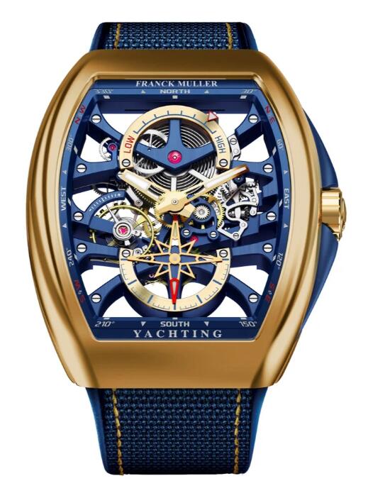 Best FRANCK MULLER Vanguard Yachting Anchor Skeleton V 45 S6 PR SQT ANCRE FM YACHT (BL) YG Replica Watch